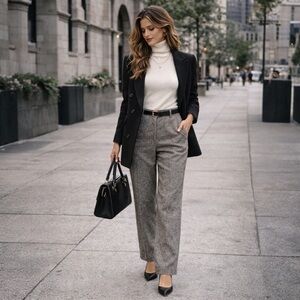 L.L. Bean Herringbone Tweed Trousers Classic Fit Straight Leg Dark Academia 18